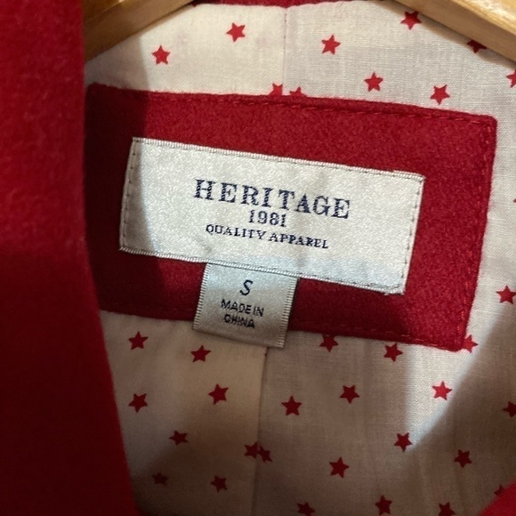 New Heritage 1981 Womens Wool-mix Coat Jacket Small Red Casual Crop Short - Picture 3 of 6